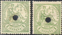 Espagne 1874. ~ YT 148 Par 2 Perforé - 1 P. Justice - Used Stamps