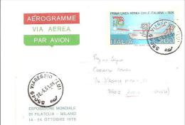 63436)P. Aerea-Esposizione Mondiale Di Filatelia Milano 1976 Con Valore 200£ - Viaggiata Da Viareggio A Avola - Airmail