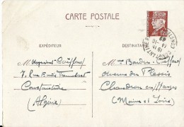 Entier Pétain De CONSTANTINE Pour La Métroplole 1942 - Lettres & Documents