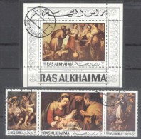 Ras Al Khaima 1970 Paintings, Religion, Set+perf.sheet, Used AL.007 - Ras Al-Khaima