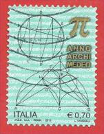 ITALIA REPUBBLICA USATO - 2013 - Anno Archimedeo - € 0,70 - S. ---- - 2011-20: Oblitérés
