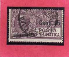 ITALIA REGNO ITALY KINGDOM 1927 POSTA PNEUMATICA EFFIGIE RE VITTORIO EMANUELE EFFIGY KING CENT. 15 SU 20 C. USED USATO - Correo Neumático