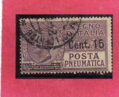 ITALIA REGNO ITALY KINGDOM 1927 POSTA PNEUMATICA EFFIGIE RE VITTORIO EMANUELE EFFIGY KING CENT. 15 SU 20 C. USED USATO - Pneumatische Post