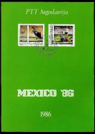 Yugoslavia 1986: Football World Cup - Mexico 1986. Official Commemorative Flyer. - Lettres & Documents