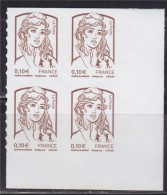 = Marianne Et La Jeunesse Autocollant X 4 Faciale 0.10€, N°849 En Coin De Feuille Bas Neuf - 2013-2018 Marianne Van Ciappa-Kawena