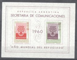 Argentina 1960 World Refugee Year, Imperf. Sheet, MNH, Fold AS.101 - Nuevos