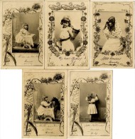 ENFANTS  FILLETTE -  5 CARTES POSTALES ANCIENNES VERS 1900 - Verzamelingen & Reeksen