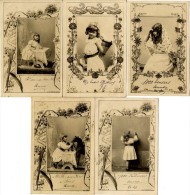 ENFANTS  FILLETTE -  5 CARTES POSTALES ANCIENNES VERS 1900 - Collections, Lots & Séries