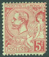 Monaco 1891 Albert I, 5 Fr, Carmine Rose, MH AM.005 - Unused Stamps