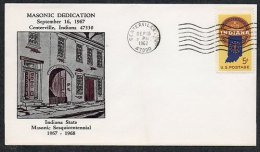 United States 1967 Masonic Cover - Indiana State Masonic 150th - Centerville Indiana K.293 - Franc-Maçonnerie