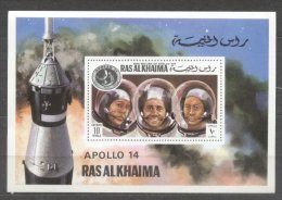 Ras Al Khaima 1972 Space, Apollo 14, Imperf. Sheet, MNH S.020 - Ras Al-Khaima