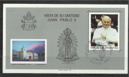 ARGENTINA 1987 - SOUVENIR SHEET VISIT OF POPE JOHN PAUL II - W 1 ST OF A 1 - (PINT. IGLESIA DE PURMAMARCA -JUJUY OBLIT A - Blocchi & Foglietti