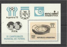 ARGENTINA 1978 - SOUVENIR SHEET XI FOOTBALL WORLD CHAMPIONSHIP ARGENTINA '78 W 1 ST OF 700 PESOS  NH ORIGINAL GUM RE172/ - Hojas Bloque
