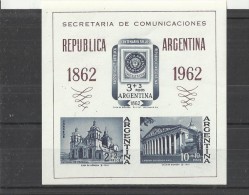 ARGENTINA 1961 - SOUVENIR SHEET 100 YEARS 1862-1962 SECRETARIA COMINICACIONES  W 3 ST OF 3+3-2+2-10-10 PESOS -5 IMPERFOR - Blokken & Velletjes