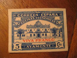 AYAMONTE Huelva Cocinas Economicas Imperforated Franco Poster Stamp Label Vignette Viñeta España Guerra Ci - Viñetas De La Guerra Civil