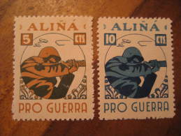 Figols ALINYA Lleida Aliña Lerida Pro Guerra Soldier 2 Poster Stamp Label Vignette Viñeta España Gu - Viñetas De La Guerra Civil