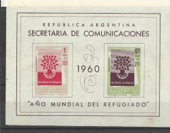 ARGENTINA 1960 - SOUVENIR SHEET WORLD YEAR OF REFUGEE  W 2 STS OF 1`0,50-4,20+2,10 PESOS - IMPERFORATED MINT NH   ORIGIN - Blocchi & Foglietti