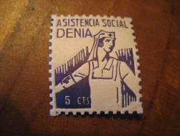 DENIA Alicante Asistencia Social Enfermera Nurse Health Poster Stamp Label Vignette Viñeta España Guerra C - Viñetas De La Guerra Civil