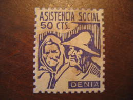 DENIA Alicante Asistencia Social Poster Stamp Label Vignette Viñeta España Guerra Civil War Spain - Viñetas De La Guerra Civil