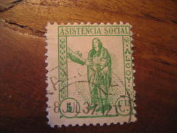 ALCOY Alicante Asistencia Social Poster Stamp Label Vignette Viñeta España Guerra Civil War Spain - Viñetas De La Guerra Civil