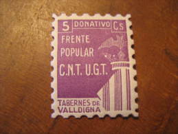 TABERNES DE VALLDIGNA Valencia CNT UGT Frente Popular Poster Stamp Label Vignette Viñeta España Guerra Civ - Viñetas De La Guerra Civil