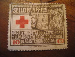 LUGO Cruz Roja Red Cross Beneficiencia Asistencia Soc. Poster Stamp Label Vignette Viñeta España Guerra Ci - Viñetas De La Guerra Civil