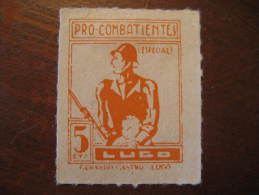 LUGO Pro Combatientes Poster Stamp Label Vignette Viñeta España Guerra Civil War Spain - Viñetas De La Guerra Civil