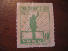LUGO Pro Combatientes Poster Stamp Label Vignette Viñeta España Guerra Civil War Spain - Viñetas De La Guerra Civil