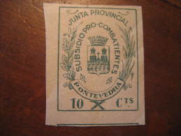 PONTEVEDRA Subsidio Pro Combatientes Junta Provincial Poster Stamp Label Vignette Viñeta España Guerra Civ - Viñetas De La Guerra Civil