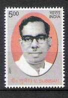 INDIA, 2011, V Subbiah Birth Centenary, Puducherry Leader,   MNH, (**) - Ongebruikt