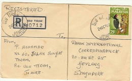 Malaysia 1969, Lettre Recommandé De ULU TIRAM (SN 96) - Malaysia (1964-...)