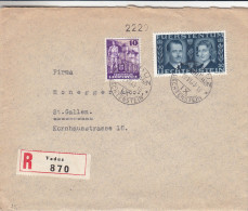 Familles Royales  - Liechtenstein - Lettre Recommandée De 1943 ° - Oblitération Vaduz Et St Gallen - Covers & Documents