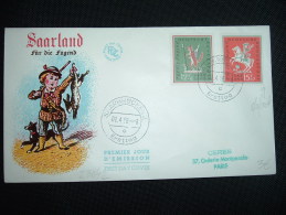 LETTRE TP 12F + 6 + TP 15F + 7 OBL. 01.4.58 SAARBRUCKEN 2 + FDC - Storia Postale