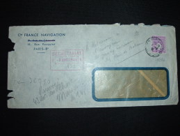 LETTRE TP ARC DE TRIOMPHE 3F OBL. 1-8-46 PARIS 115 + CIE FRANCE NAVIGATION + RETOUR - 1944-45 Arc Of Triomphe