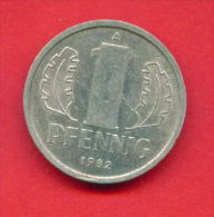 F2455A / - 1 Pfening 1982 (A) - DDR , Germany Deutschland Allemagne Germania - Coins Munzen Monnaies Monete - 1 Pfennig