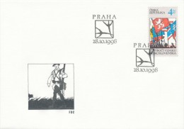 Czech Rep. / First Day Cover (1998/18 A) Praha: 80th Anniversary Of Czechoslovakia; Flags; Figure Legionary - WW1