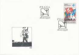 Czech Rep. / First Day Cover (1998/18 A) Praha: 80th Anniversary Of Czechoslovakia; Flags; Figure Legionary - WO1