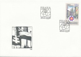 Czech Rep. / First Day Cover (1998/18 C) Praha: 80th Anniversary Of Czechoslovakia; Celebrations In Prague; Flags - Prima Guerra Mondiale