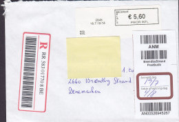 Belgium Registered Recommandé Prior INTL. Label 2010 Cover Lettre To BRØNDBY STRAND Denmark - Covers & Documents