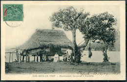 OCÉANIE - N° 4 / CPA DES ILES SOUS LE VENT, HABITATION LACUSTRE A RAIATÉA, OBL. DE PAPEETE EN 1904 POUR LA FRANCE - TB - Storia Postale