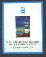 Jugoslawien – Yugoslavia 1987 Balkanfila XI Novi Sad Souvenir Sheet MNH, 10 X; Michel # Block 30 - Blocks & Sheetlets