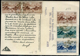 OCÉANIE - N° 182 (3) + 183 + 184  / CP PUBLICITAIRE IONYL , OBL. PAPEETE LE 13/6/1949, POUR LA FRANCE - TB - Storia Postale