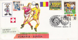 USA'94 SOCCER WORLD CUP, ROMANI- SWITZERLAND GAME, SPECIAL COVER, 1994, ROMANIA - 1994 – USA