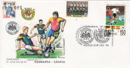 USA'94 SOCCER WORLD CUP, GERMANY- SPAIN GAME, SPECIAL COVER, 1994, ROMANIA - 1994 – USA