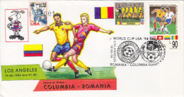 USA'94 SOCCER WORLD CUP, COLUMBIA- ROMANIA GAME, SPECIAL COVER, 1994, ROMANIA - 1994 – États-Unis