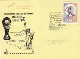 USA'94 SOCCER WORLD CUP, ROMANIA- SWITZERLAND GAME, SPECIAL COVER, 1994, ROMANIA - 1994 – USA