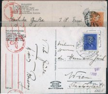 HUNGARY - MAGYAR  -  PPC BALATON /B.PESTA  To WIEN REICH GERMANY CENZUR - 2 Postkart - 1941 - Lettres & Documents