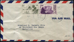 OCÉANIE - N° 193 + 197 / LETTRE AVION DE PAPEETE LE 12/1/1949, POUR LA FRANCE - TB - Briefe U. Dokumente