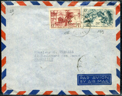 OCÉANIE - N° 188 + 199 / LETTRE AVION DE PAPEETE LE 26/7/1951, POUR LA FRANCE - TB - Cartas & Documentos