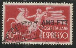 TRIESTE A 1950 AMG-FTT SOPRASTAMPATO D´ITALIA ITALY OVERPRINTED ESPRESSO DEMOCRATICA LIRE 60 USED - Eilsendung (Eilpost)